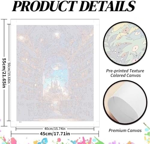 koemhxb Magical Library Paint by Numbers Kit for Adults Beginner Fantasy Acrylic Painting DIY Art Canvas by Number Kits for Gifts Home Wall Decor 16x20 Inch - Image 2