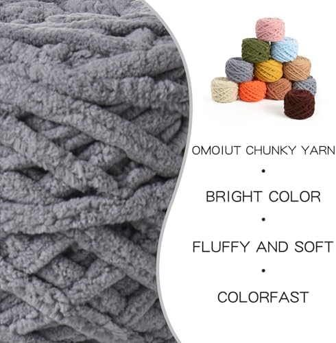 Plush Chenille Chunky Yarn 100g (49.2yd) - Fluffy Velvet Yarn Crochet for Blanket Knitting and Crocheting - Baby Yarns for Crocheting Soft - Amigurumi Yarns (Grizzly) - Image 2