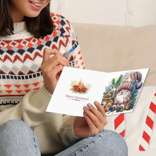 DIY Diamond Greeting Cards Set, 5D DIY Diamond Art Painting Festival Style Greeting Card, DIY Christmas Card Making Kits for Family Friends Handmade Gift-#01-6PC Goblin - Image 5
