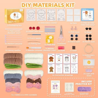 Punch Needle kit-4,Embroidery kit for Beginners,Punch Needle Kits Adults Beginner,Needles, Curved Scissors, a Tool Storage Box, Yarn, Easy-to-Follow Instructions, and Tutorial Videos(Cats and Dogs) - Image 3