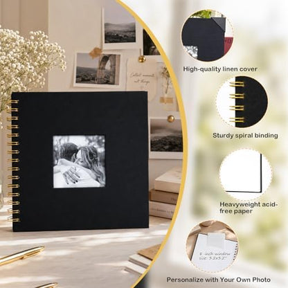 Cvochtty Scrapbook Album 40 Pages with DIY Kits, Craft Paper Photo Album, Black Linen Cover Scrapbooking for 2x3 3x5 4x6 5x7 Pictures, Memory Book for Wedding Baby Family Birthday - Image 5