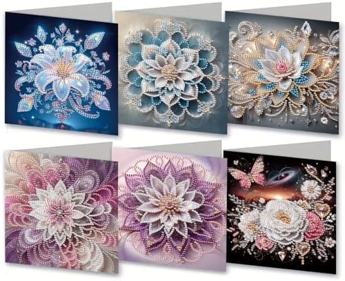 MaiYiYi 6 Pack DIY Lotus Flower Diamond Painting Greeting Cards Kit by MaiYiYi