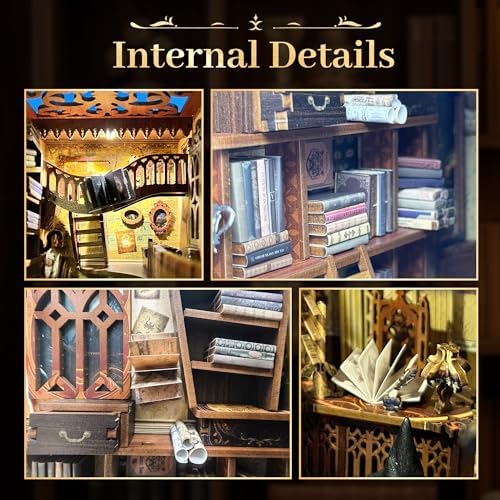 ZibbleZork Book Nook Kit, DIY Miniature Dollhouse Kit, 3D Wooden Puzzle for Adults and Teens, Booknook Bookshelf Decor Craft, Gifts for Women, Teens, and Puzzle Lovers (Magic World) - Image 4