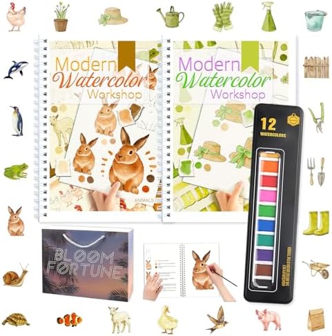apolyone 2-Pack Beginner Watercolor Workbooks by apolyone