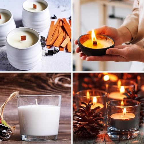 140 Pcs Wooden Candle Wicks Kit, Includes 50 Wood Wicks (5.1 x 0.5in), 50 Iron Stands and 50 Wick Stickers, Naturally Smokeless Candle Cores for DIY Candle Making - Image 6