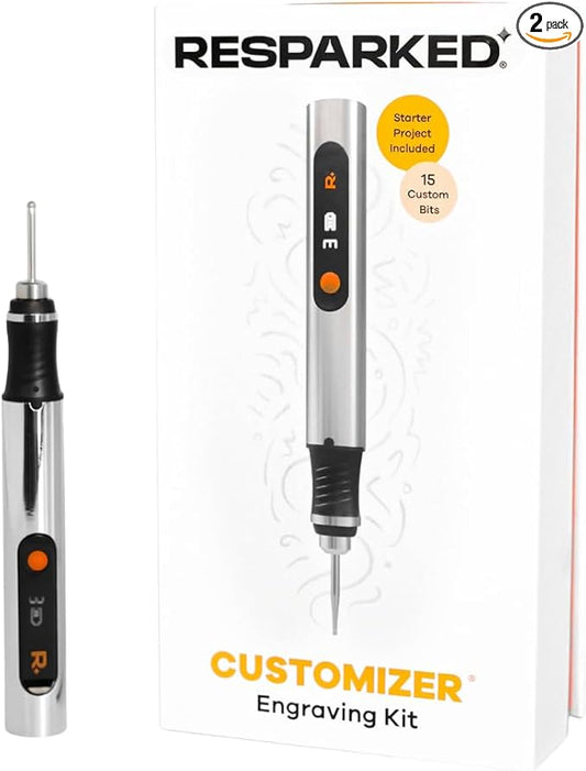 Resparked Customizer™ Special Edition Engraving Kit – DIY Starter Set with Engraving Pen, Bits & Materials – Create Personalized Keychains, Magnets & Metal Art – Giftable Craft Kit for Beginners