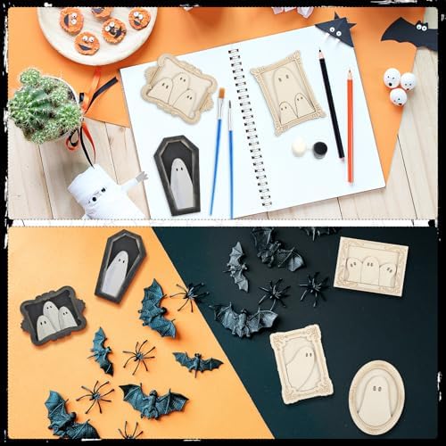 Simgoing 24 Set Adult Halloween Craft, Wood Ghost DIY Frame, Fashion Style - Image 5