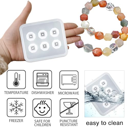 Resin Crystal Silicone Molds with Hole, 2 Pack, 6-Cavity Diamond Shape Resin Casting Molds for Earrings Pendants Bracelets and Necklaces - Image 3