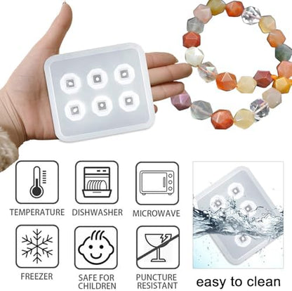 Resin Crystal Silicone Molds with Hole, 2 Pack, 6-Cavity Diamond Shape Resin Casting Molds for Earrings Pendants Bracelets and Necklaces - Image 3
