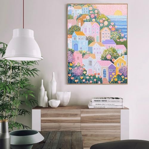 Clendo DIY Paint by Numbers Kit for Adults Beginner, Seaside House Adult Paint by Number Kits on Canvas, Oil Painting Kit for Gifts Home Wall Decor 16x20 Inch（No Frame） - Image 5