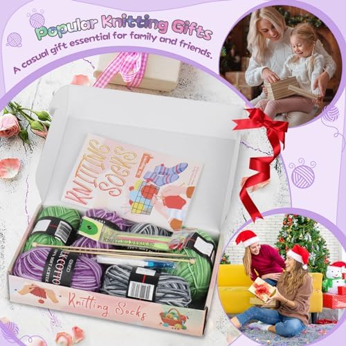 Katech Knitting Kit for Beginner Adults W/Socks Step-by-Step Instruction - Image 7