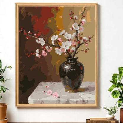 AIRDEA Flowers Paint by Numbers for Adults,Cherry Blossoms Painting by Number Kits on Canvas,Frameless,16x20in DIY Acrylic Painting for Beginner,Home Wall Decor,Vase on Table by AIRDEA