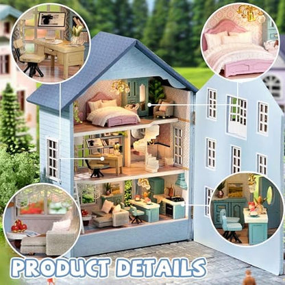 Kisoy Romantic and Cute Dollhouse Miniature DIY House Kit Creative Room Perfect DIY Gift for Friends, Lovers and Families (Molan House) - Image 5