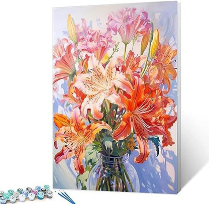 Tucocoo Flowers in Vase Paint by Numbers Kits 16x20 inch Canvas DIY Oil Painting for Kids, Students, Adults Beginner with Brushes and Acrylic Pigment - Colorful Blooming Flowers Photo Gift(DIY Frame) by Tucocoo