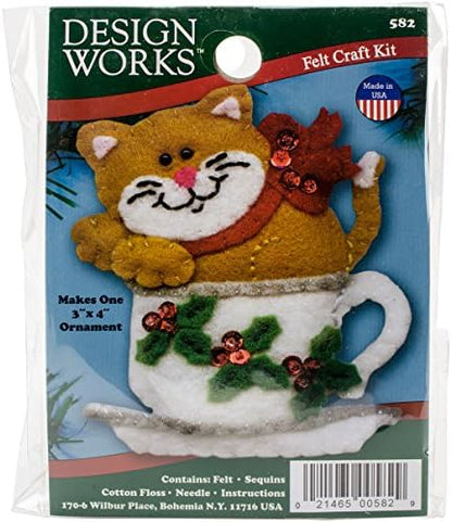 Design Works Teacup Cat Felt Ornament Kit by Design+Works+Crafts