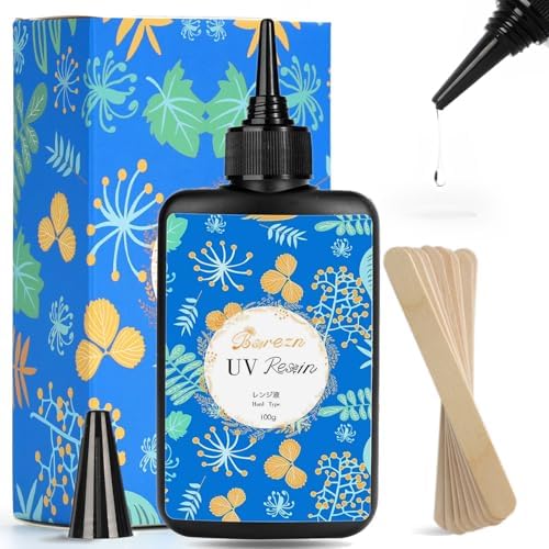 Bsrezn 100g UV Resin Hard with 8 Wooden Sticks Premixed Resina UV for Jewelry Making (100g x 1) by Bsrezn-theBestResin