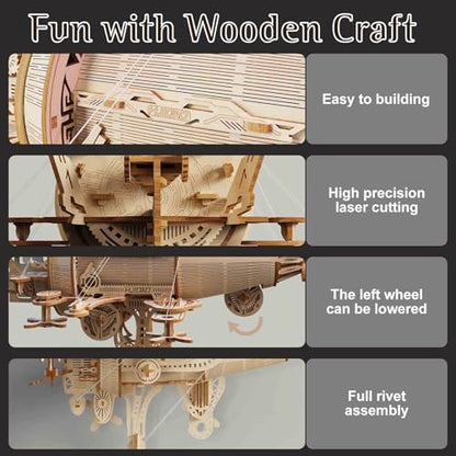 3D Wooden Puzzles for Adults, DIY Spaceship Model Building Kit - Image 4