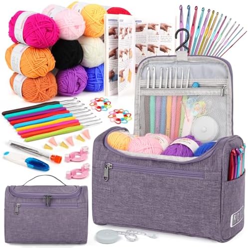 Aeelike Crochet Kit for Beginners Adults Kids, Complete Crochet Set, Purple by Aeelikescrochetworld