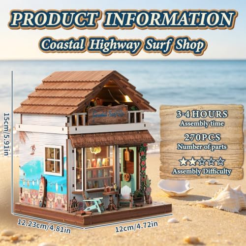 Mini House Miniature Dollhouse Kit, 3D Wooden Puzzle Book Nook Kit - Image 3