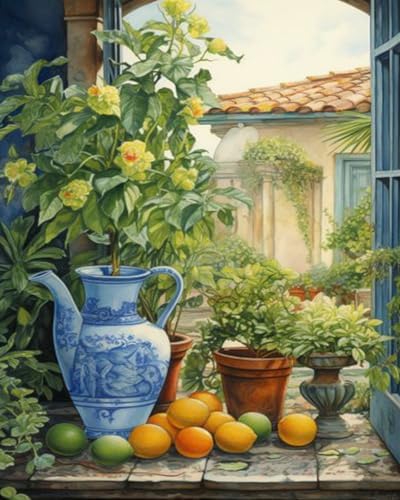Tucocoo Green Garden Plants Naturecore Painting Paint by Numbers Kits 16x20 inch Canvas Rustic Charm DIY Oil Painting for Kids, Adults Beginner with Brushes Acrylic Pigment Drawings Gift(DIY Frame) - Image 2
