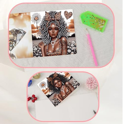 JISHSHAY 6 PCS Diamond Painting Greeting Cards African Woman Diamond Art Birthday Cards with Envelopes Gem Art Gem Painting Mosaic Kits for Adults for Thanksgiving Birthday Anniversary Valentine - Image 6