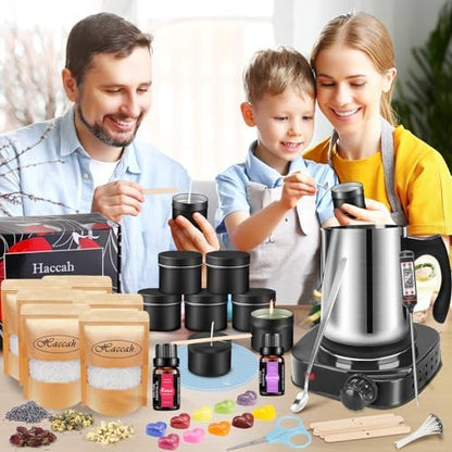 Haccah Complete Candle Making Kit with Wax Melter,Candle Making Supplies,DIY Arts&Crafts Kits Gift for Kids,Beginners,Adults,Including Soy Wax, Electronic Stove,Wicks,Rich Scents, Etc. - Image 4