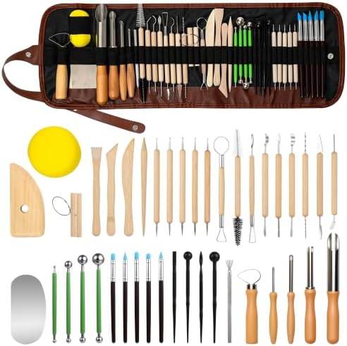 ALLVANA 42-Piece Pottery Tools, Clay Sculpting Tools with Roll-Up Bag by ALLVANA
