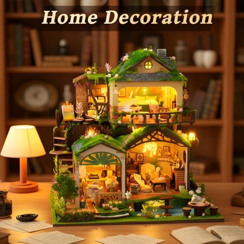 Dollhouse Kit, DIY Miniature House Kit w/LED for Adults, Forest Treehouse - Image 6
