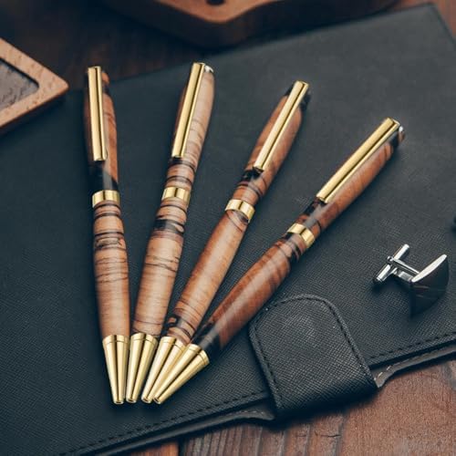 10 Pcs Pen Kits for Wood Turning 7mm Slimline Pen Twist Kit with Refill Lathe Turning Supplies Gold - Image 7