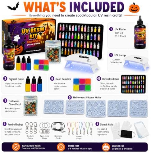 ESAM Group Halloween UV Resin Jewelry Kit for Kids, Teens & Beginners - Image 2