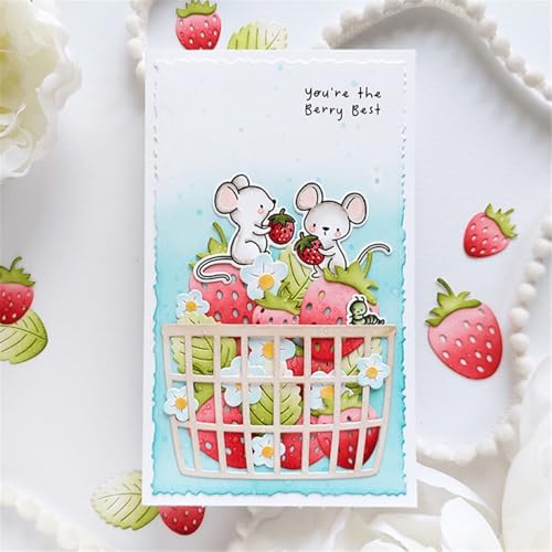 Scrapbooking Die-Cuts, Christmas Metal Cutting Dies for Card Making, Paper Craft Punch Template, Background Embossing Stencils, DIY Album Décor (Strawberries and Baskets) - Image 4