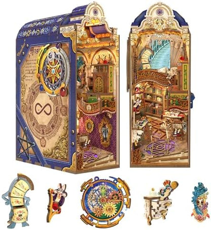 Tonecheer DIY Book Nook Kit for Adults, 3D Wooden Puzzle Bookend Miniature House Kit, Booknook Bookshelf Insert Decor with Dust Cover and LED Lights Gifts (Magical Library) by Tonecheer