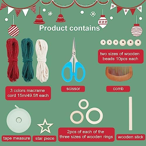 INFUNLY 8 Set DIY Macrame Kits for Adults Beginners Christmas Macrame Hanging Ornament Kit Boho Starters Wall Supplies All in One Macrame Kit with Instructions for DIY Lovers Gifts Home Hanging Decor - Image 3