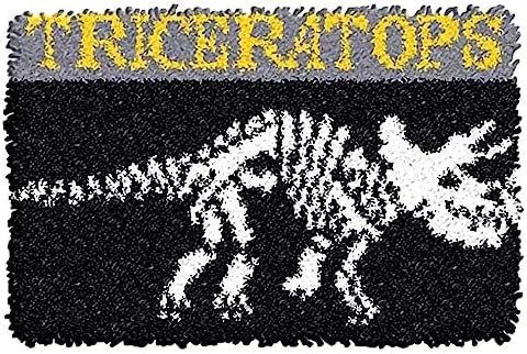 MIAOLLUN Latch Hook Kits for Adults Kids 3D Dinosaur Pattern Printed Canvas Crochet Needlework Craft Rug Cushion Mat Tapestry 20.5X15 Inch, Triceratops by MIAOLLUN