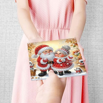 6Pcs Christmas Greeting Card DIY Diamond Art Painting Greeting Cards Blessing Folding Card Kit with White Envelopes Diamond Arts Crafts for Birthday Festival Gift-Santa Claus01 - Image 2