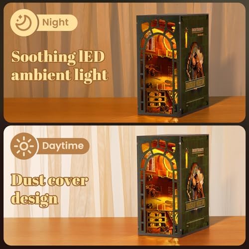 Book Nook Kit - DIY Miniature Museum Dollhouse & Tiny House 3D Wooden Puzzle, Creative Bookshelf Decor with LED-Accented Design, Gifts for Adults, Teens, Home Library & Hobby Crafts - Image 5