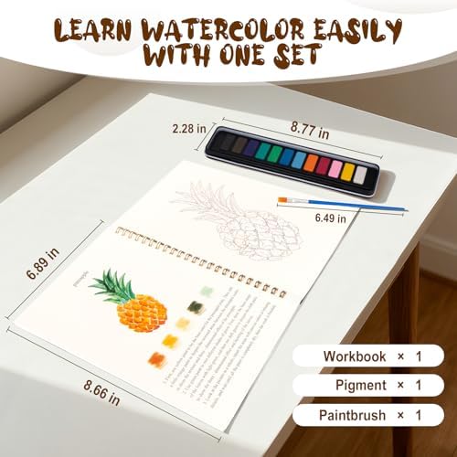 Watercolor Workbook for Adults, Beginner Friendly Watercolor Painting Kit Tropical Water Coloring Book, Nature-Themed Practice Art Gift Water Color Paint Book with Palette and Brush - Image 4
