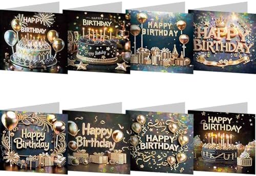 8PCS DIY Diamond Art Greeting Cards Birthday Congratulations Cards & Gifts by Unknown