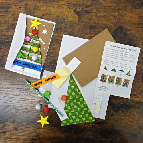 4E's Novelty Christmas Card Making Craft Kit for Kids (12 Pack) DIY Handmade Greeting Card with Envelopes & Supplies for Adults & Kids, Holiday DIY Christmas Party Invitation Card - Image 2