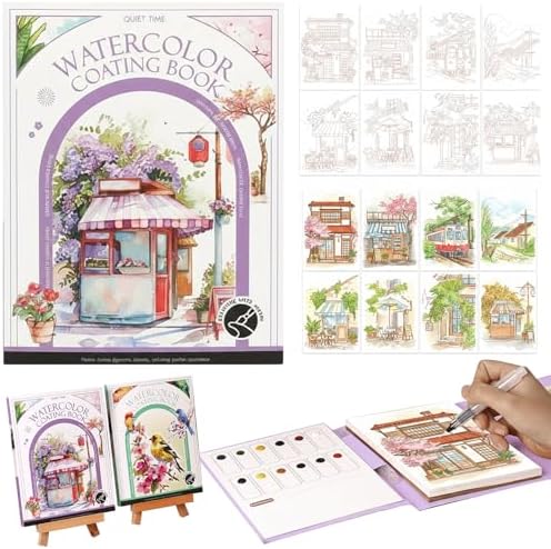 Watercolor Painting Book for Adults - All-in-One Travel Art Set for Beginners, Art Kit with 3-Fold Pad, Creative Stress Relief Watercolor Workbook Quiet Time by Unknown