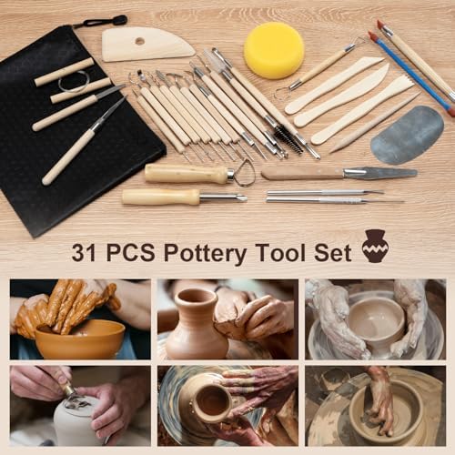Amrules 31 Pcs Polymer Clay Sculpting Tools Kit for Adults, Light Yellow - Image 7