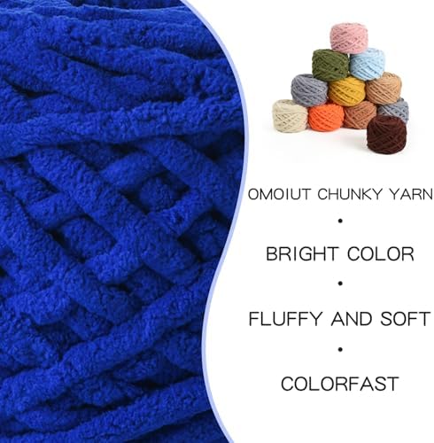 Chenille Chunky Velvet 100g (49.2yd) - Fluffy Yarn for Crochet & Knitting, Soft Baby Amigurumi Yarn (Sapphire Blue) - Image 2