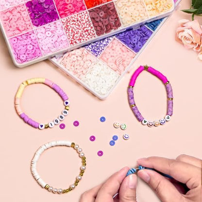 LEUCHTAMOR 15000PCS Clay Beads 96 Colors Friendship Bracelet Making Kit 4 Boxes Polymer Clay Beads Disc Clay Beads with Charms for Jewelry Making,Crafts Gifts - Image 7