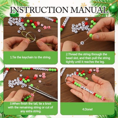 Landical 564 Pcs Christmas Peppermint Keychain Making Kit Name Bead Craft - Image 3