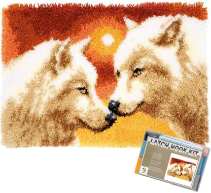 White Wolves at Sunset Latch Hook Kits for Adults Beginners, 20“ X 15" by EMISTEM