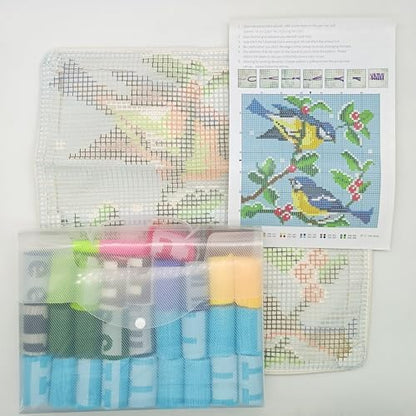 Howie's Latch Hook Kit, DIY Birds Pillow Crochet Yarn Kits for Adults, Color Preprinted Pattern Embroidery Sofa Cushion Cover (Birds, 16.93 x 16.93 inch) - Image 2