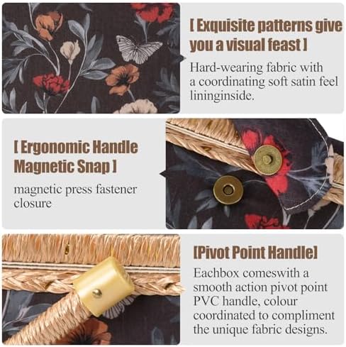 NOTIONSLAND Sewing Basket with Sewing Supplies, Medium Sewing Box for Accessories Storage, Black Red Flower - Image 3