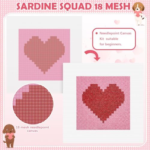 XunYee Needlepoint Canvas Kit, Heart - Image 3