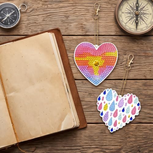 LAKEQUILL Mixed Heart 12 Pcs 5D Diamond Painting Keychain Kit - Image 2