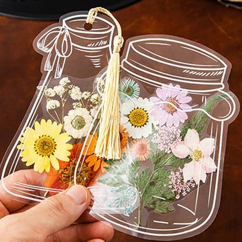 104Pcs Transparent Dried Flower Bookmarks, Dried Flower Bookmark Kit, Handmade DIY Bookmarks for Pressed Flowers, Thousand Flower Bookmark for Kids Women Men, Book Lovers - Image 6